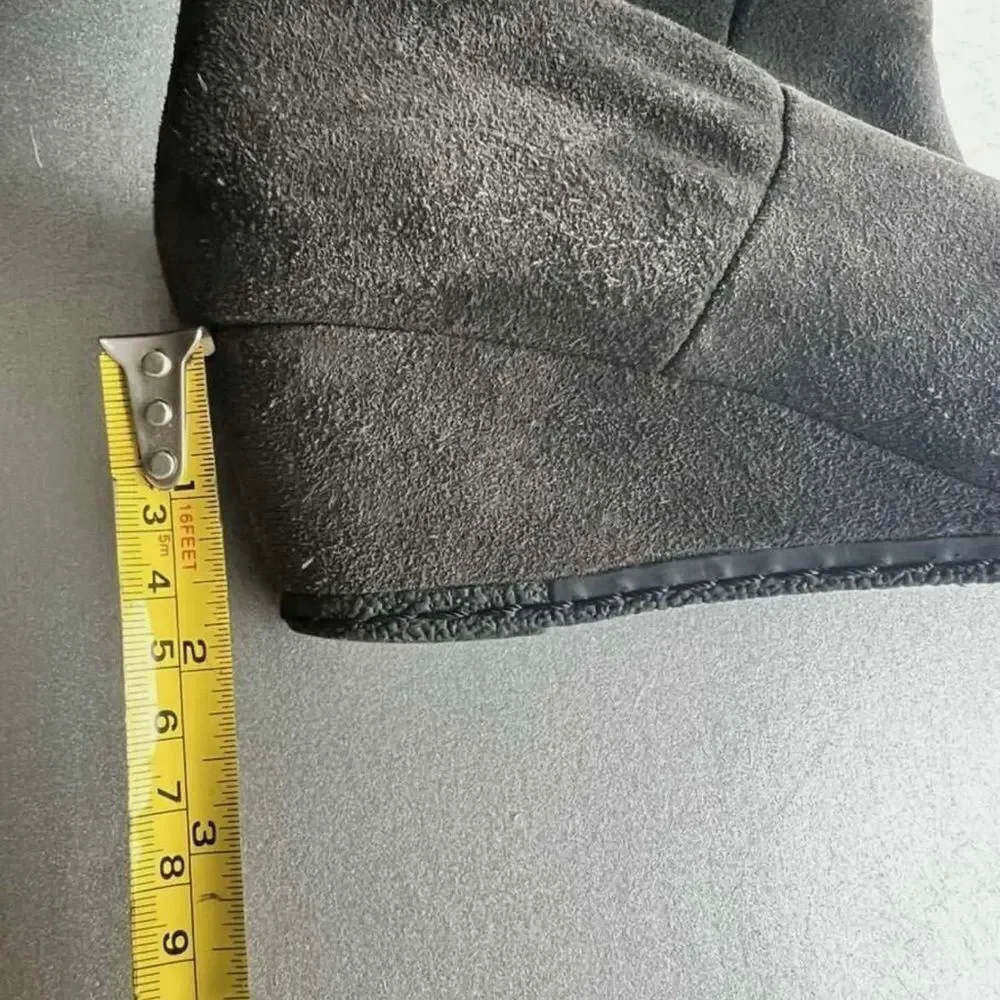 Franco Sarto Abela Suede Over-the-Knee Charcoal Gray Zip Boots Sz 6